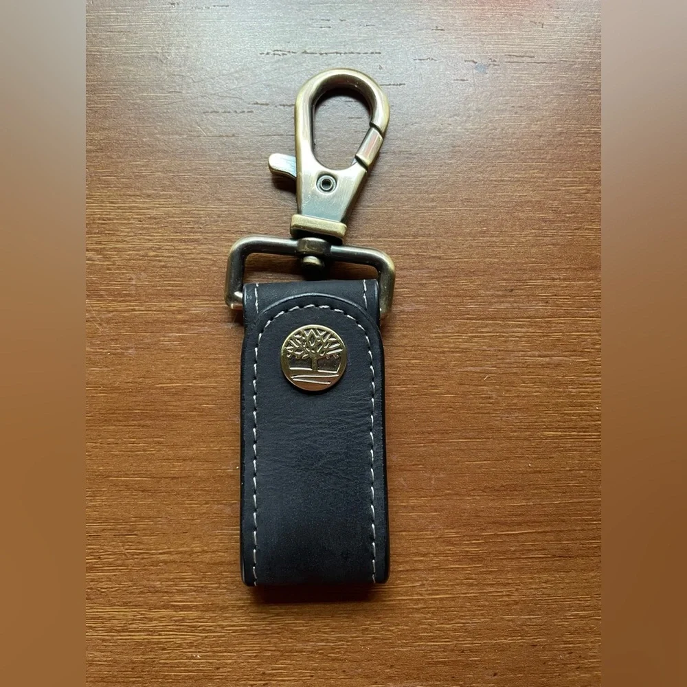 Timberland Black Leather Keychain